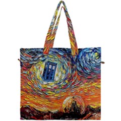 Tardis Starry Night Doctor Who Van Gogh Parody Canvas Travel Bag by Modalart