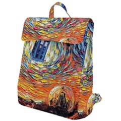 Tardis Starry Night Doctor Who Van Gogh Parody Flap Top Backpack by Modalart