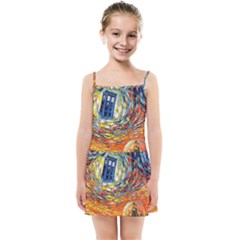 Tardis Starry Night Doctor Who Van Gogh Parody Kids  Summer Sun Dress by Modalart