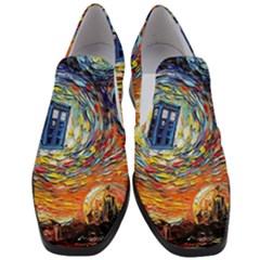 Tardis Starry Night Doctor Who Van Gogh Parody Women Slip On Heel Loafers by Modalart