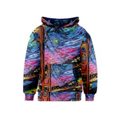 Golden Gate Bridge Starry Night Vincent Van Gogh Kids  Pullover Hoodie by Modalart