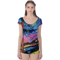 Golden Gate Bridge Starry Night Vincent Van Gogh Boyleg Leotard  by Modalart