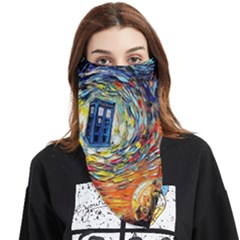 Tardis Starry Night Doctor Who Van Gogh Parody Face Covering Bandana (triangle) by Modalart