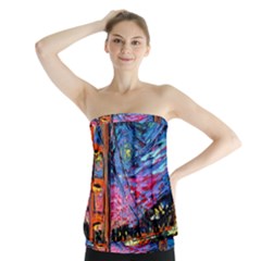 Golden Gate Bridge Starry Night Vincent Van Gogh Strapless Top by Modalart