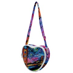 Golden Gate Bridge Starry Night Vincent Van Gogh Heart Shoulder Bag by Modalart