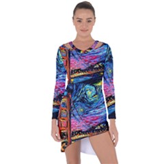 Golden Gate Bridge Starry Night Vincent Van Gogh Asymmetric Cut-out Shift Dress by Modalart