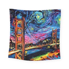 Golden Gate Bridge Starry Night Vincent Van Gogh Square Tapestry (small) by Modalart