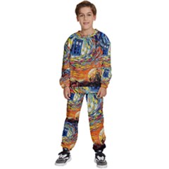 Tardis Starry Night Doctor Who Van Gogh Parody Kids  Sweatshirt Set by Modalart