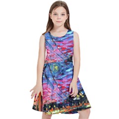 Golden Gate Bridge Starry Night Vincent Van Gogh Kids  Skater Dress by Modalart