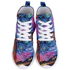 Golden Gate Bridge Starry Night Vincent Van Gogh Women s Lightweight High Top Sneakers by Modalart