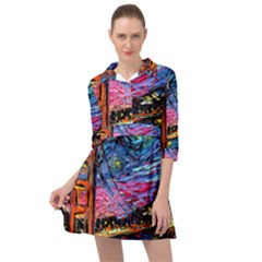 Golden Gate Bridge Starry Night Vincent Van Gogh Mini Skater Shirt Dress by Modalart