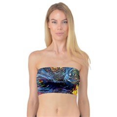 Dog Cartoon Starry Night Print Van Gogh Parody Bandeau Top by Modalart