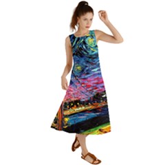 Golden Gate Bridge Starry Night Vincent Van Gogh Summer Maxi Dress by Modalart