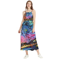 Golden Gate Bridge Starry Night Vincent Van Gogh Boho Sleeveless Summer Dress by Modalart