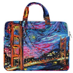 Golden Gate Bridge Starry Night Vincent Van Gogh Macbook Pro 16  Double Pocket Laptop Bag  by Modalart