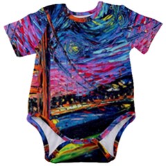 Golden Gate Bridge Starry Night Vincent Van Gogh Baby Short Sleeve Bodysuit by Modalart