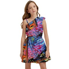 Golden Gate Bridge Starry Night Vincent Van Gogh Kids  One Shoulder Party Dress by Modalart