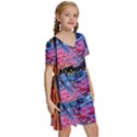 Golden Gate Bridge Starry Night Vincent Van Gogh Kids  Short Sleeve Tiered Mini Dress View3