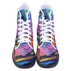 Golden Gate Bridge Starry Night Vincent Van Gogh Women s High-top Canvas Sneakers by Modalart