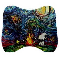 Dog Cartoon Starry Night Print Van Gogh Parody Velour Head Support Cushion by Modalart