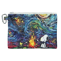 Dog Cartoon Starry Night Print Van Gogh Parody Canvas Cosmetic Bag (xl) by Modalart