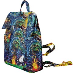 Dog Cartoon Starry Night Print Van Gogh Parody Buckle Everyday Backpack by Modalart