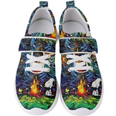 Dog Cartoon Starry Night Print Van Gogh Parody Men s Velcro Strap Shoes by Modalart