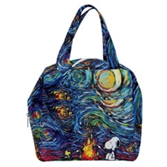 Dog Cartoon Starry Night Print Van Gogh Parody Boxy Hand Bag by Modalart