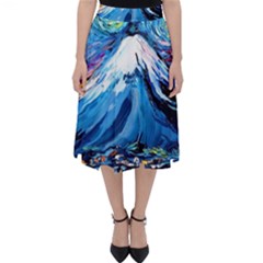 Mount Fuji Art Starry Night Van Gogh Classic Midi Skirt