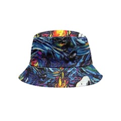 Dog Cartoon Starry Night Print Van Gogh Parody Inside Out Bucket Hat (kids) by Modalart