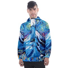 Mount Fuji Art Starry Night Van Gogh Men s Front Pocket Pullover Windbreaker