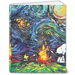 Dog Cartoon Starry Night Print Van Gogh Parody 8  X 10  Hardcover Notebook by Modalart