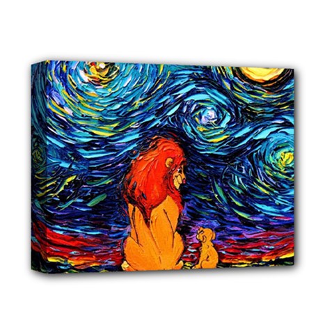 Lion Art Starry Night Van Gogh Deluxe Canvas 14  X 11  (stretched) by Modalart