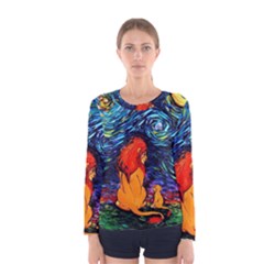 Lion Art Starry Night Van Gogh Women s Long Sleeve T-shirt