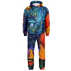 Lion Art Starry Night Van Gogh Hooded Jumpsuit (men)