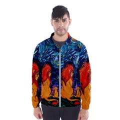 Lion Art Starry Night Van Gogh Men s Windbreaker