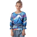 Mount Fuji Art Starry Night Van Gogh Kids  Cuff Sleeve Top View1