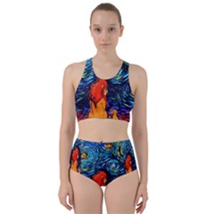 Lion Art Starry Night Van Gogh Racer Back Bikini Set by Modalart