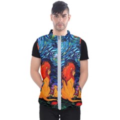 Lion Art Starry Night Van Gogh Men s Puffer Vest