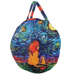 Lion Art Starry Night Van Gogh Giant Round Zipper Tote by Modalart