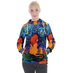 Lion Art Starry Night Van Gogh Women s Hooded Pullover