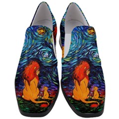 Lion Art Starry Night Van Gogh Women Slip On Heel Loafers by Modalart