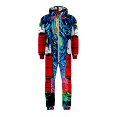 Red House Dog Cartoon Starry Night Hooded Jumpsuit (kids)