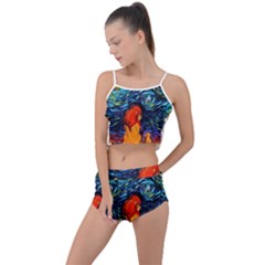 Lion Art Starry Night Van Gogh Summer Cropped Co-ord Set by Modalart