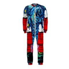 Red House Dog Cartoon Starry Night Onepiece Jumpsuit (kids)