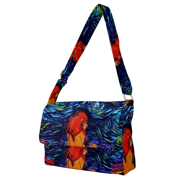 Lion Art Starry Night Van Gogh Full Print Messenger Bag (L)