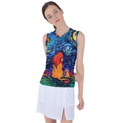 Lion Art Starry Night Van Gogh Women s Sleeveless Sports Top by Modalart