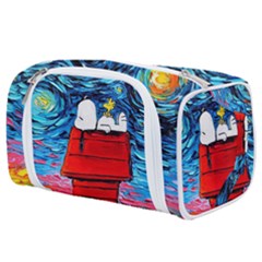 Red House Dog Cartoon Starry Night Toiletries Pouch by Modalart