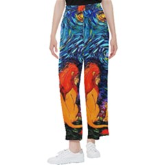 Lion Art Starry Night Van Gogh Women s Pants  by Modalart