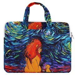 Lion Art Starry Night Van Gogh Macbook Pro 13  Double Pocket Laptop Bag by Modalart